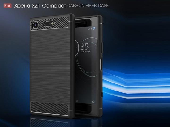 Actual product image Screenguard Sony Xperia XZ1 Compact Cover Carbon Brushed Soft TPU (Sony Xperia XZ1 Compact)