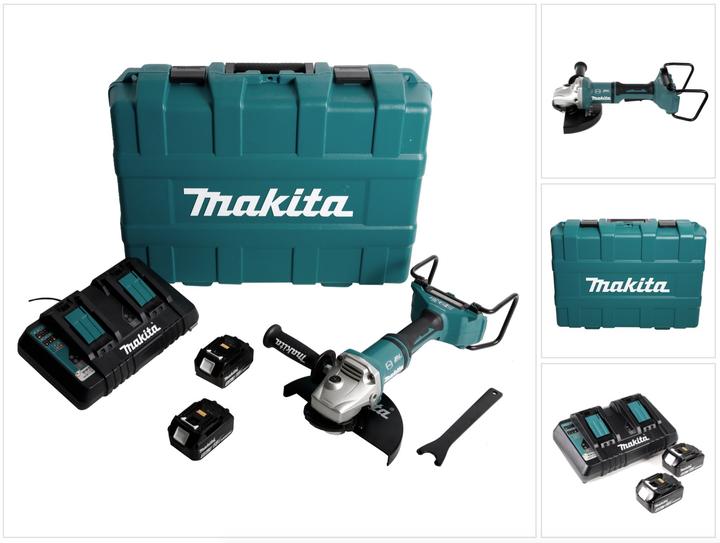 Actual product image Makita DGA 900 PTKX2 Battery angle grinder 36V ( 2x18V ) 230mm Brushless + 2x battery 5,0Ah + (230 mm)