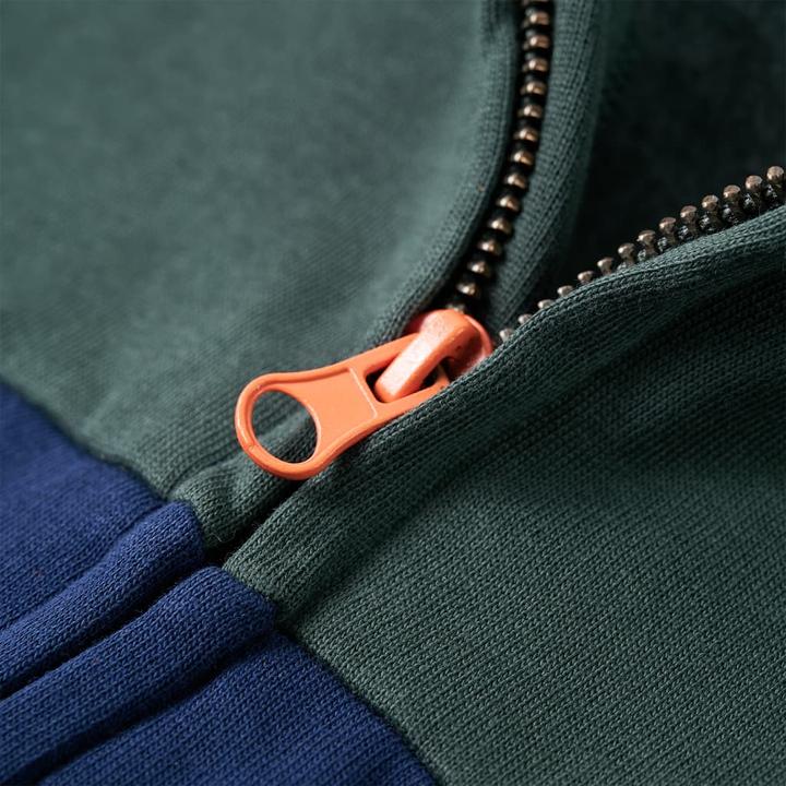 Image du produit VidaXL Sweat à capuche zippé pour enfant Vert foncé (116)