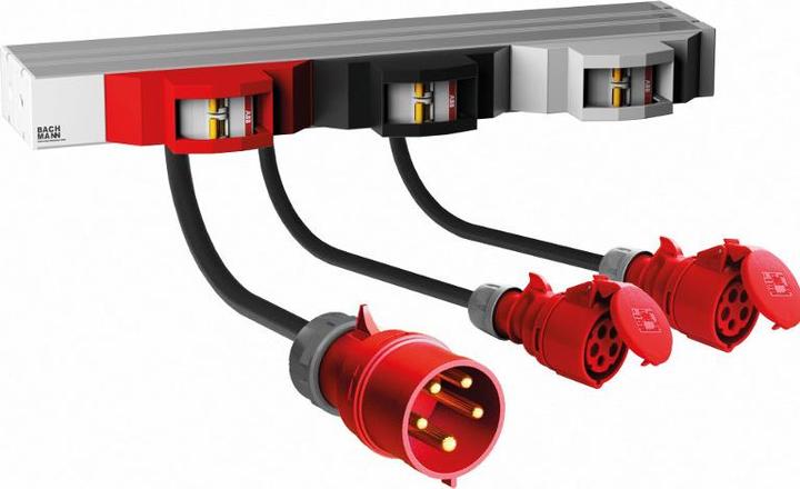 Bachmann 48.26cm 19inch 1RU FuseBox 6xLS C16A 2m H05VV-F 5G4mmy CEE plug 32A red