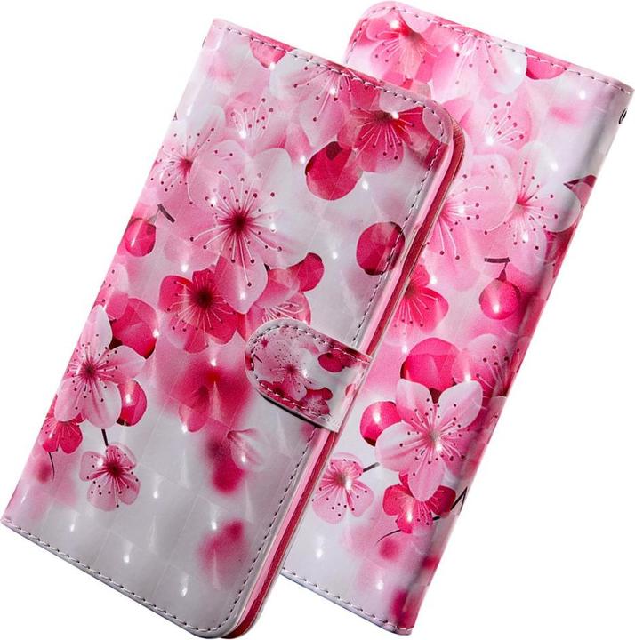 Image du produit Cover-Discount iPhone SE / 8 / 7- Etui en cuir rose fleur effet paillettes (Apple iPhone 7, Apple iPhone 8)