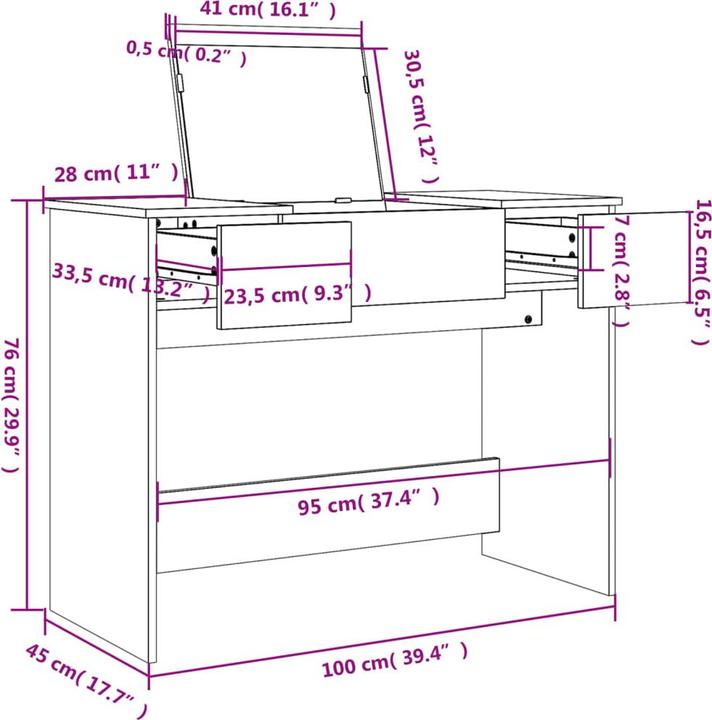 Actual product image VidaXL Karissa (100 x 45 x 76 cm)