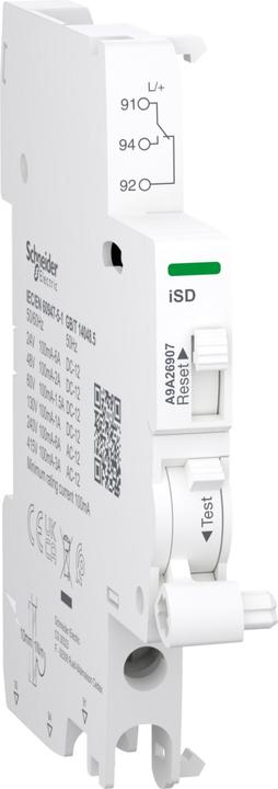 Actual product image Schneider Electric Auxiliary contact, remote signalling switch, Acti9, iSD, 1 changeover contact, 100mA to 6A, 24VAC