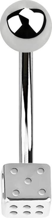 Produktbild Star Piercing Banane silber mit Kugel und Würfel (ohne Messing, Chirurgenstahl 316L)