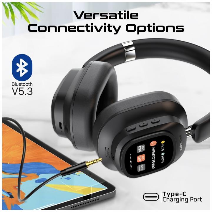 Actual product image ProMate VuTune ANC headphones with controller (ANC, 50 h, Wireless, Cable)