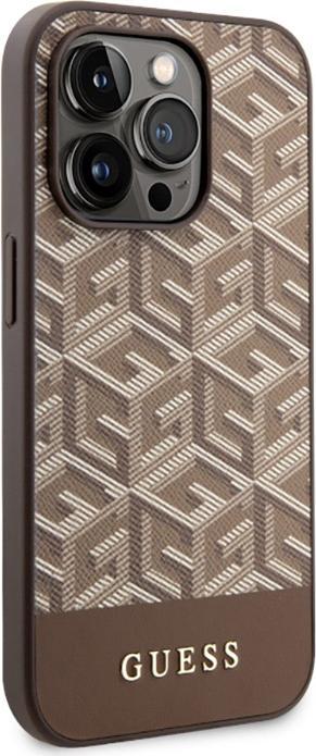 Actual product image Guess GUHMP14LHGCFSEW iPhone 14 Pro 6.1" brązowy/brown hard case GCube Stripes MagSafe (Apple iPhone 14 Pro)