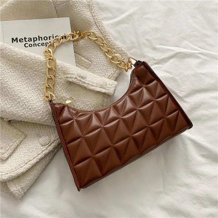 Only-Bags.Store Diamantmuster Umhängetasche PU-Leder Solide Farbe Nische Kette Handtasche Mode Unterarm