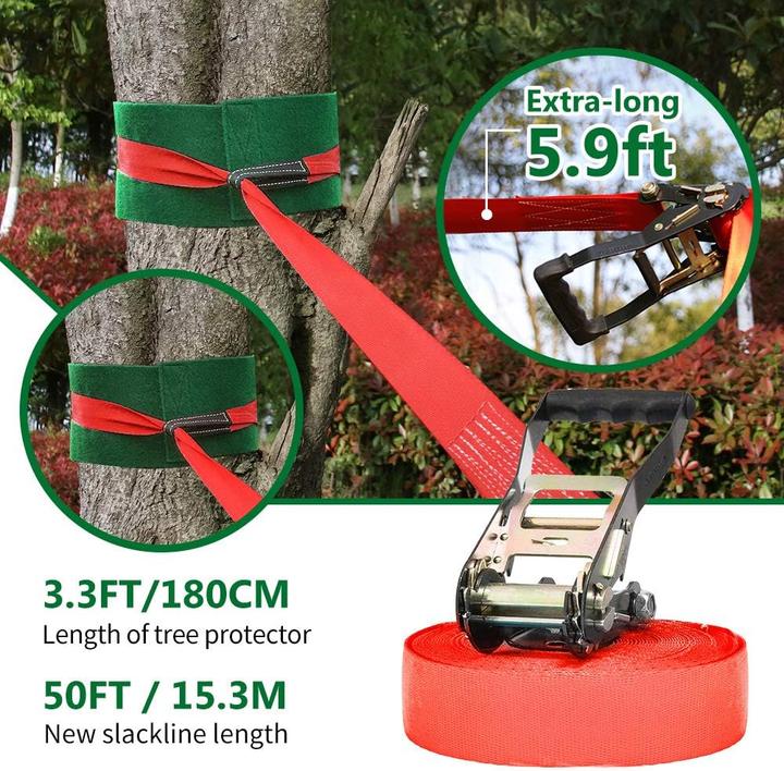 Immagine prodotto Dripex Ninja Slackline Set mit Hindernisparcours (30m, 10 Hindernisse) (30 m)