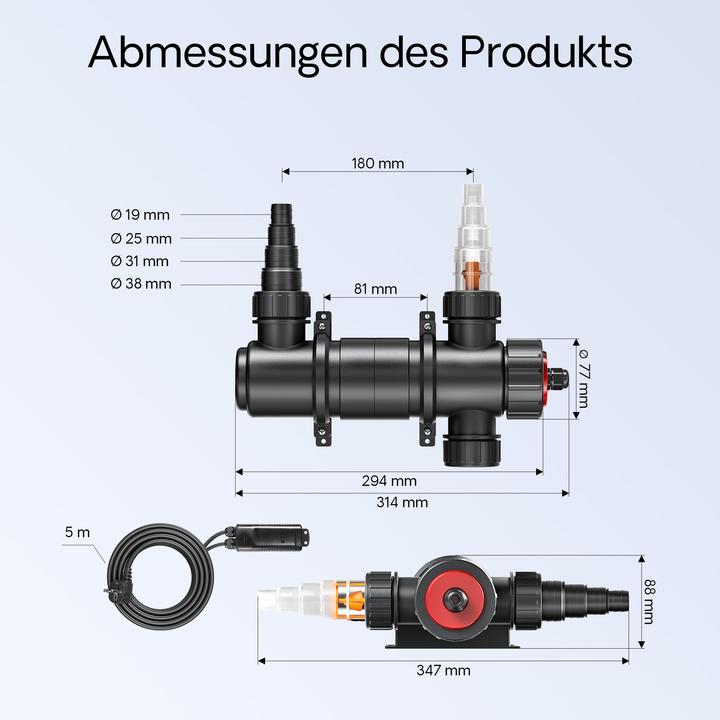 Produktbild SunSun UV-C 1700 l/h 11 W Teichklärer Vorklärgerät Wasserklärer Lichtfilter