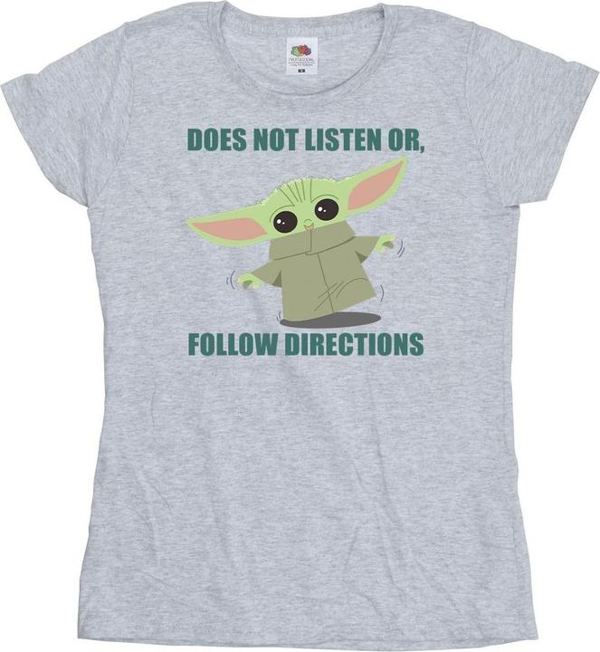 Actual product image Star Wars Womens/Ladies The Mandalorian Grogu Does Not Listen Cotton T-Shirt (XXL)