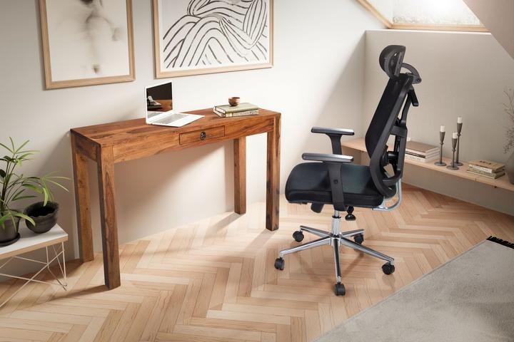 Produktbild FineBuy Schreibtisch Bürotisch 118 cm Sheesham Massivholz Laptoptisch Schublade (118 x 40 x 70 cm)