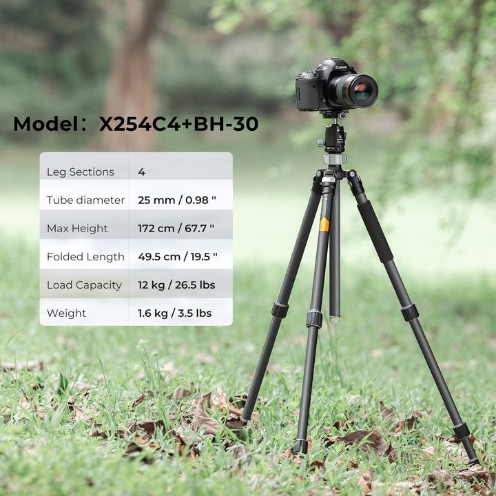 Produktbild K&F Concept Tripod X254C4+BH-30 (Carbon)