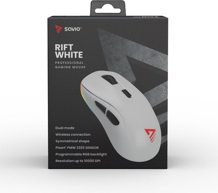 Produktbild Savio RIFT WHITE Gaming-Maus RGB Dual Mode (Kabelgebunden, Kabellos)