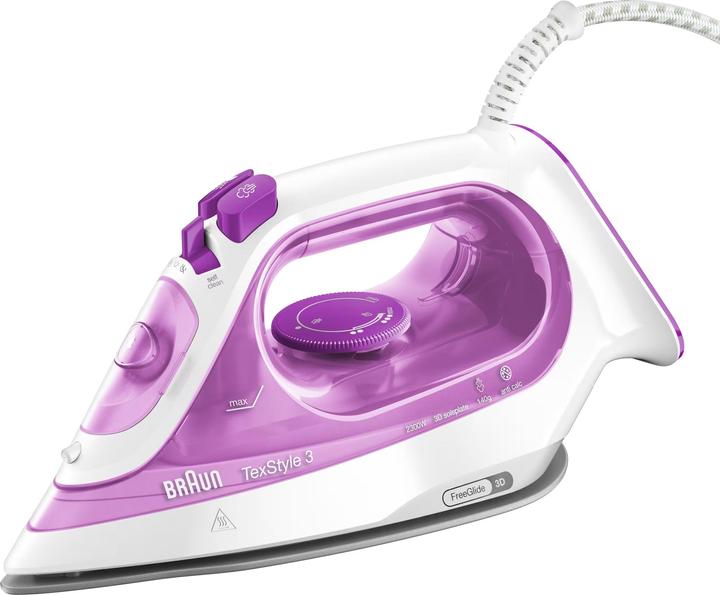 Actual product image Braun TexStyle 3 SI 3030 Dry & Steam Iron Ceramic Ultra Glide Sole Plate (2300 W, 145 g/min)