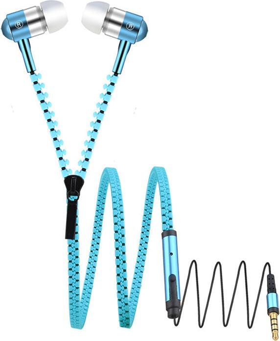 Actual product image Hermex In Ear ZIPPER Headset with Remote Control BLUE for all Android Smartphones (Cable)