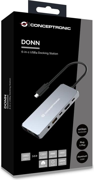 Actual product image Conceptronic Dock USB-C->HDMI,2.5GbE,USBC/3.0,100WPD0.18m gr (USB-C, 1 Ports)