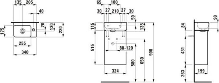 Immagine prodotto Laufen Val Set, lavamano H815280, 1 foro per rubinetto a destra, troppopieno, incl. base per lavabo