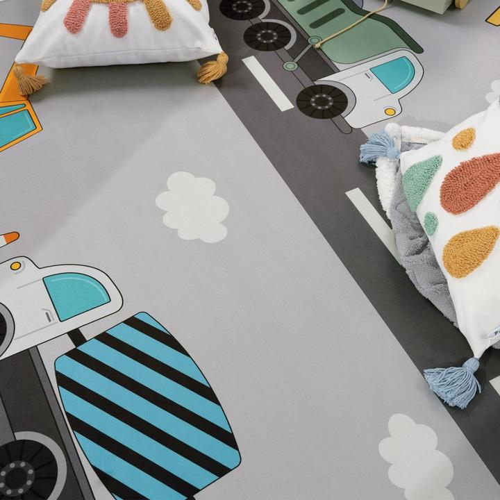 Produktbild Paco Home Teppich Kinderzimmer Kinderteppich Rutschfest Grau Rund (120 x 160 cm)