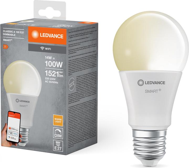 Actual product image Ledvance Smart+ Wifi Classic (E27, 14 W, 1521 lm, 1 x, F)