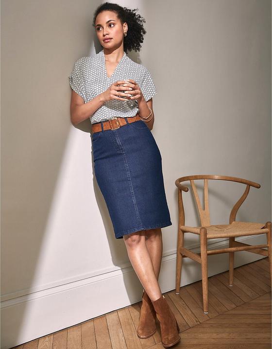 Actual product image Anne Weyburn Stretch denim denim skirt (36)
