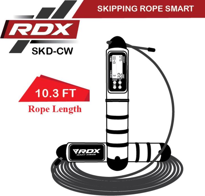 Immagine prodotto Rdx Digitaler Kalorienverbrauch & Workout Zähler 3m10 Verstellbares Springseil (310 cm)