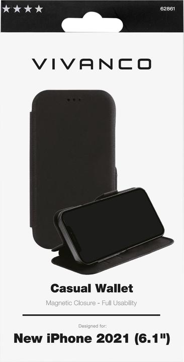 Immagine prodotto Vivanco Casual Mobile Phone Protective Case 15.5 cm (6.1") Wallet Case Nero (Apple iPhone 13)