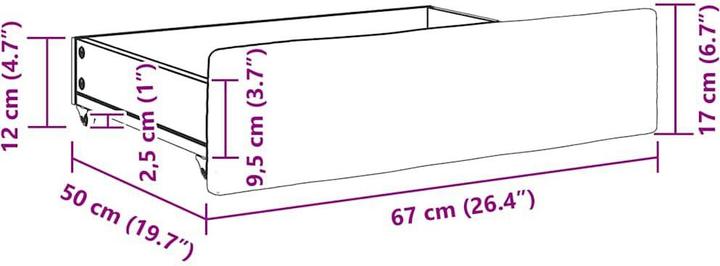 Actual product image VidaXL Bed drawer Bed drawer drawer 2 pcs. Dark grey woodwork velvet velvet (67 x 50 x 16 cm)