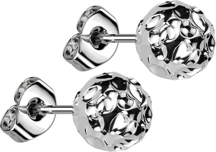 Actual product image Star Piercing Stud earrings silver with hammered ball (Surgical steel 316L, without brass)