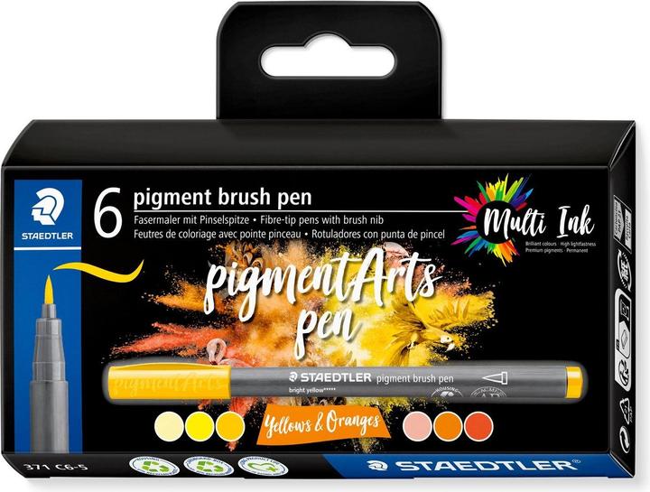 Immagine prodotto Staedtler Penne con punta in fibra Penna a pennello per arti figurative Gialli e Arancioni (Giallo, 6 x)