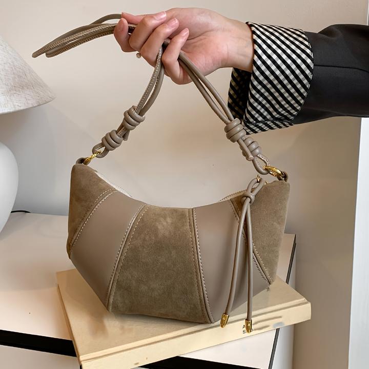 Only-Bags.Store Mode Umhängetasche, Wildlederimitat &, einfarbig, Reissverschluss, Innenfutter aus Stoff, bemalter