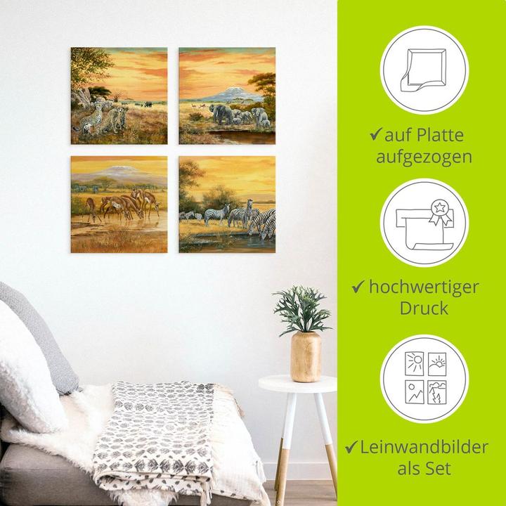 Produktbild Artland Geparden Elefanten Zebras in der Steppe K2KL (40x40 cm)