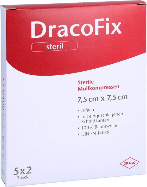 Produktbild Dracco DracoFix Mullkompressen steril 8fach 7,5 x 7,5 cm, 10 St. Kompressen