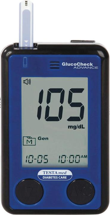 Produktbild TESTAmed GlucoCheck Advance Blutzuckermessgerät, 1 St. Gerät (Blutzuckermessgerät)