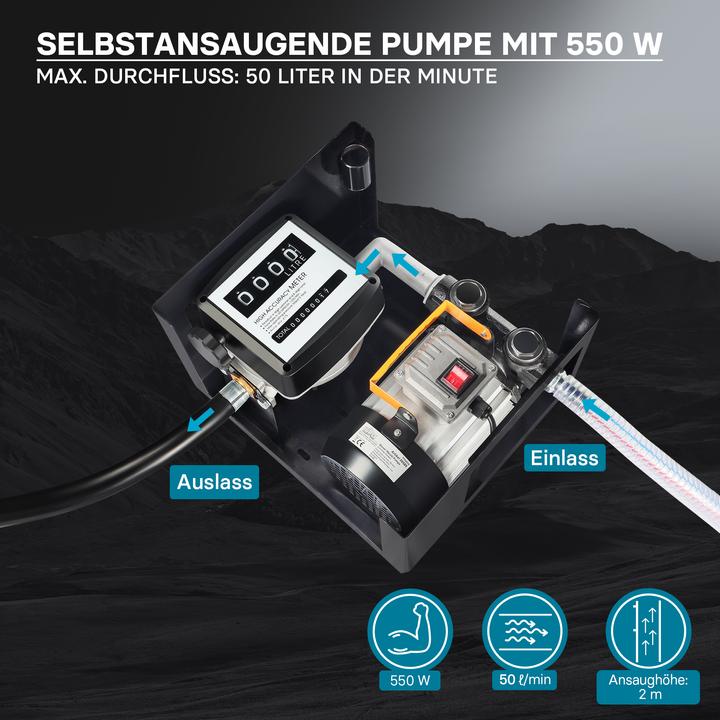 Image du produit Wiltec Pompe à Fuel Gasoil bio Autoaspirante 230V/750W 80l/min Pistolet Auto.