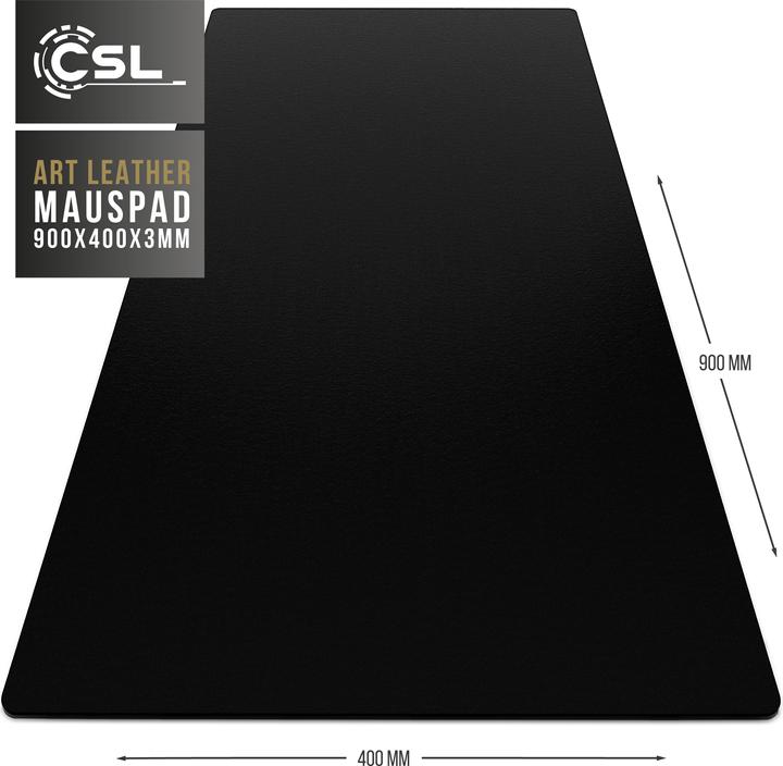 Produktbild CSL Mauspad, Mausmatte XXL, Elegante Leder Optik, Schreibtischunterlage 900 x 400 mm, schwarz (XXL)