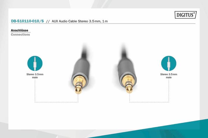 Actual product image Digitus Audio connection cable, 3.5 mm jack to 3.5 mm jack (1 m)