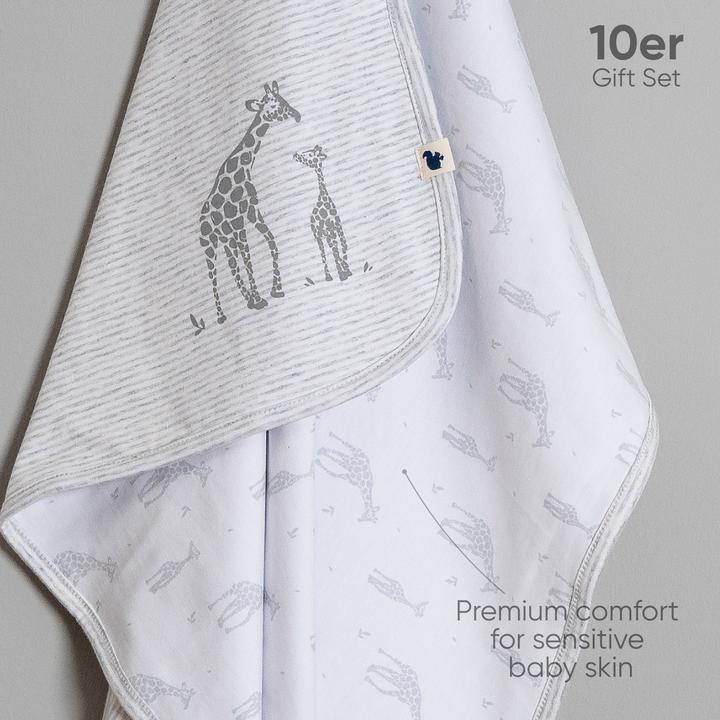 Produktbild TotsTale Premium 10-teiliges Geschenkset aus Bio-Baumwolle – Erstausstattung für Neugeborene (50, 56, 62, 68)