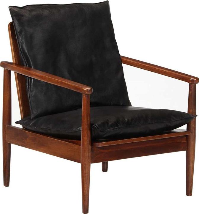 Produktbild VidaXL Sessel Schwarz Echtleder und Massivholz Akazie,Farbe
