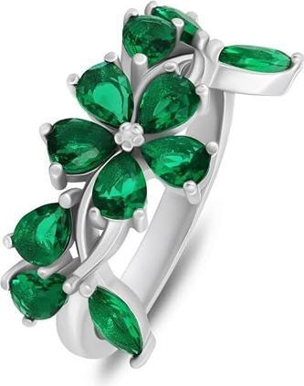 Brilio Silver - Striking silver ring with green zircons RI066WG - Circuit: 50 mm (50)
