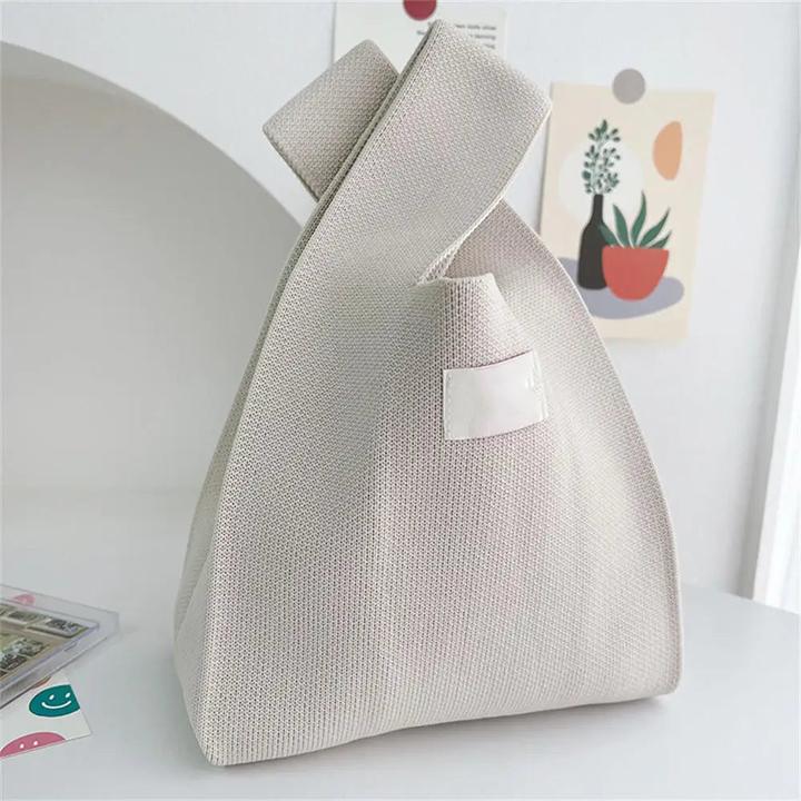 Only-Bags.Store Handgefertigte Strickhandtasche Mini Knot Handgelenk-Tasche Casual Tote Bag Student