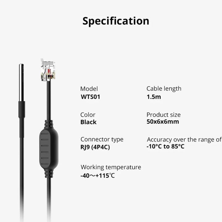 Produktbild Sonoff WTS01 Temperatursensor Wasserdicht RJ9 1.5m