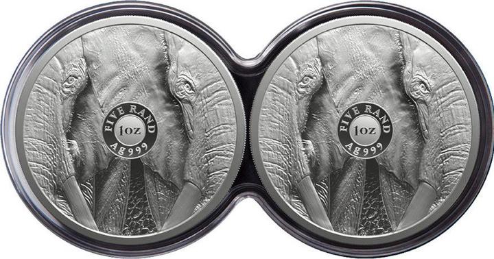 Produktbild South Africa Mint Silber Elefant Big Five Serie III - 2 x 1 oz PP-Set Doppelkapsel (999, 2024)