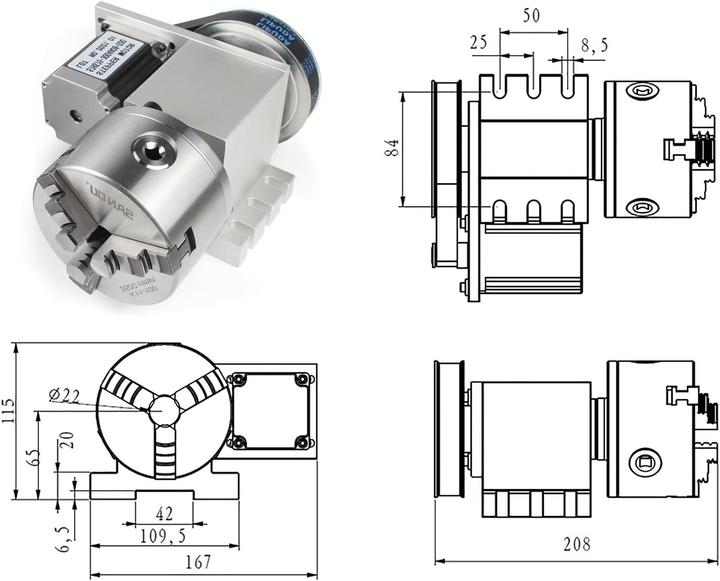 Image du produit Rattmmotor Kit 4e axe K11-100mm pour CNC