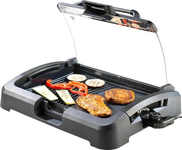 Produktbild Rosenstein & Söhne XL-Tischgrill mit Glasdeckel & Keramik-beschichteter Grillplatte