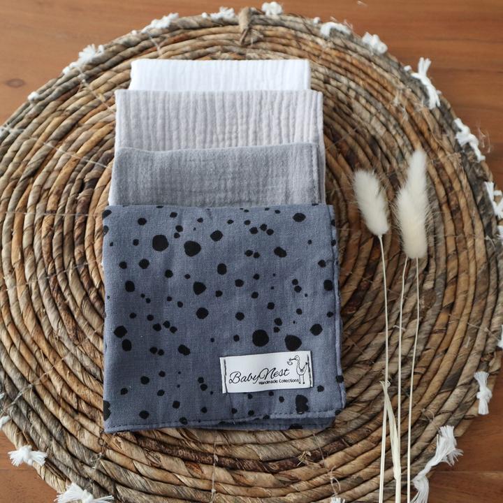 Actual product image Baby-Nest Muslin cloths set of 4 made from premium muslin Stones