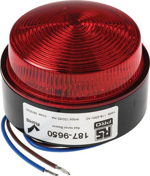 Rs Pro Xenon Blitz Signalleuchte Rot, 115  230 V ac, Ø 76mm x 50mm