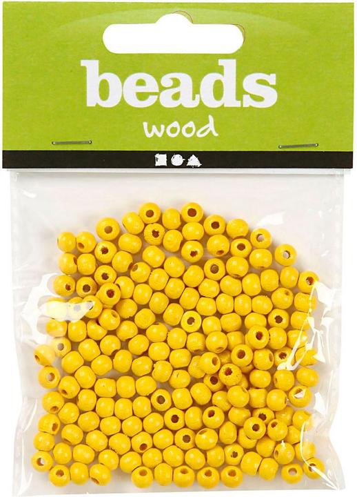 Actual product image Creativ Company Yellow wooden beads, 150 pieces.
