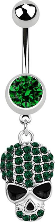 Immagine prodotto Star Piercing Banana in argento con ciondolo teschio verde (senza ottone, Acciaio chirurgico 316L)
