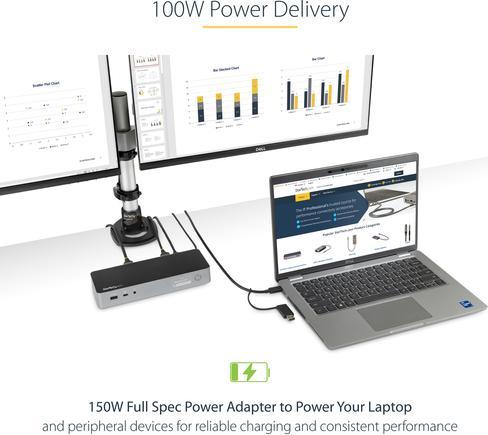 Actual product image StarTech .com Universal Laptop Docking Station USB-C & USB 3.0 2x4K 100W PD (Docking port (proprietary), 3 Ports)