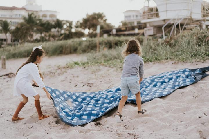 Actual product image little unicorn Outdoor Blanket Extra Big - Navy Plaid